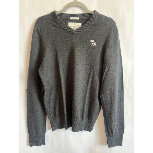 ABERCROMBIE & FITCH COTTON CASHMERE BLEND V-NECK MUSCLE GRAY SIZE XL - Picture 1 of 9